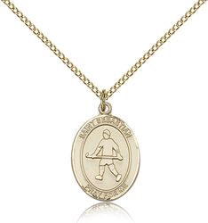 Gold Filled St. Sebastian/Field Hockey Patron Saint Medal Pendant - Medium" itemprop="image