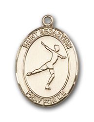 Gold Filled St. Sebastian/Figure Skating Patron Saint Medal Pendant - Large" itemprop="image