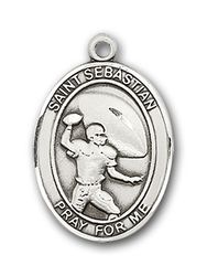 Gold Filled St. Sebastian / Football Patron Saint Medal Pendant - Medium" itemprop="image