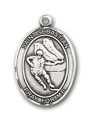 Gold Filled St. Sebastian / Hockey Patron Saint Medal Pendant - Medium" itemprop="image