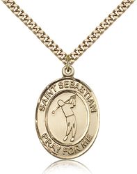 Gold Filled St. Sebastian Patron Saint Medal Pendant - Large" itemprop="image