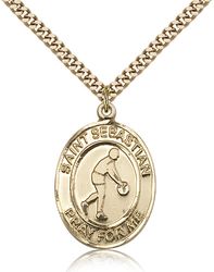 Gold Filled St. Sebastian Patron Saint Medal Pendant - Large" itemprop="image