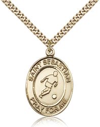 Gold Filled St. Sebastian Patron Saint Medal Pendant - Large" itemprop="image