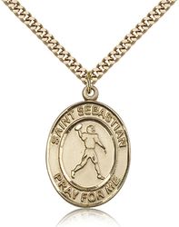 Gold Filled St. Sebastian Patron Saint Medal Pendant - Large" itemprop="image