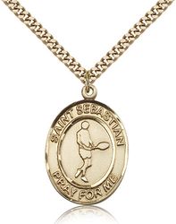 Gold Filled St. Sebastian Patron Saint Medal Pendant - Large" itemprop="image