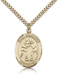 Gold Filled St. Sebastian Patron Saint Medal Pendant - Large" itemprop="image