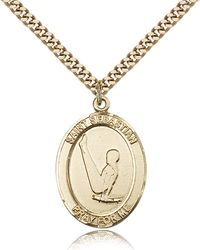 Gold Filled St. Sebastian Patron Saint Medal Pendant - Large" itemprop="image