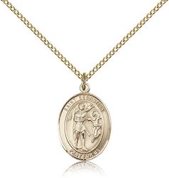 Gold Filled St. Sebastian Patron Saint Medal Pendant - Medium" itemprop="image