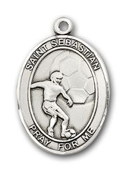 Gold Filled St. Sebastian / Soccer Patron Saint Medal Pendant - Large" itemprop="image