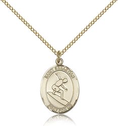 Gold Filled St. Sebastian/Surfing Patron Saint Medal Pendant - Medium" itemprop="image