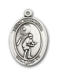 Gold Filled St. Sebastian / Tennis Patron Saint Medal Pendant - Medium" itemprop="image