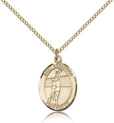 Gold Filled St. Sebastian / Volleyball Patron Saint Medal Pendant - Medium" itemprop="image