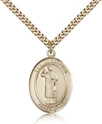 Gold Filled St. Stephen the Martyr Patron Saint Medal Pendant - Large" itemprop="image