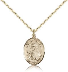 Gold Filled St. Theresa Patron Saint Medal Pendant - Medium" itemprop="image