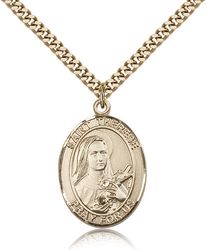 Gold Filled St. Therese of Lisieux Patron Saint Medal Pendant - Large" itemprop="image