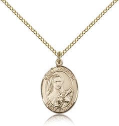 Gold Filled St. Therese of Lisieux Patron Saint Medal Pendant - Medium" itemprop="image