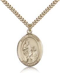 Gold Filled St. Zachary Patron Saint Medal Pendant - Large" itemprop="image