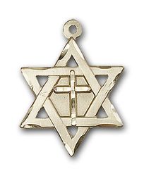 Gold Filled Star of David W/ Cross Medal Pendant" itemprop="image