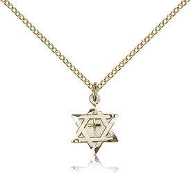 Gold Filled Star of David W/ Cross Medal Pendant" itemprop="image