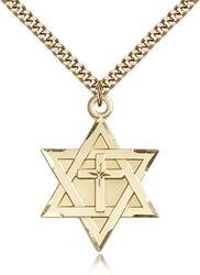 Gold Filled Star of David W/ Cross Medal Pendant" itemprop="image