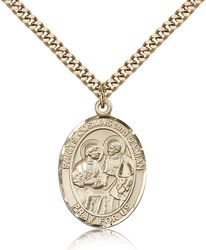 Gold Filled Sts. Cosmas & Damian Patron Saint Medal Pendant - Large" itemprop="image