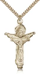 Gold Filled Trinity Crucifix Medal Pendant" itemprop="image