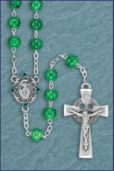 Green Marble Pewter Irish Rosary" itemprop="image