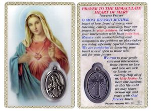 Immaculate Heart of Mary Prayer Card with Medal" itemprop="image