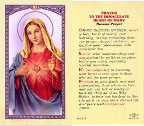 Inmaculate Heart of Mary laminated Holy Card" itemprop="image