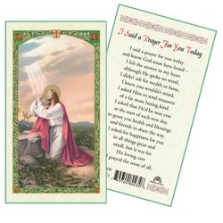 Jesus Praying-I Said A Prayer For You Today Laminated Holy Card" itemprop="image