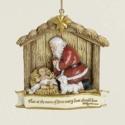 Kneeling Santa in Scene Ornament" itemprop="image