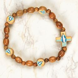 Miraculous Wood Stretch Rosary Bracelet" itemprop="image