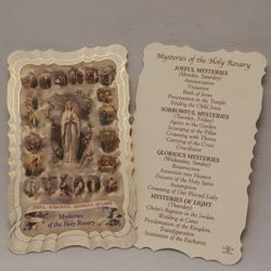 Mysteries of the Rosary Ordination Deluxe Holy Card" itemprop="image