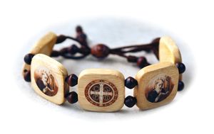 Natural Wood Bracelet Saint Benedict" itemprop="image