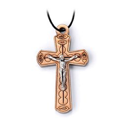 Necklace Nylon String Engraved Wood Cross" itemprop="image