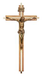Oak Finish Crucifix with Gold Plate Inlay" itemprop="image
