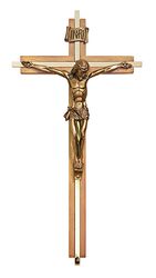 Oak Finish Crucifix with Gold Plate Inlay" itemprop="image