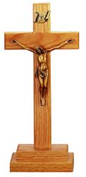 Oak Standing Cross With Antique Bronze Plated Figure (13 inch)" itemprop="image