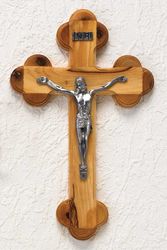 Olive Wood 14-Station Crucifix - Silver Corpus" itemprop="image