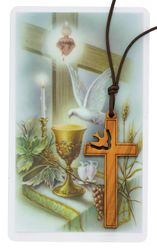 Olive Wood Dove Cross With Holy Card" itemprop="image