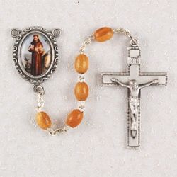 Olive Wood St. Francis Rosary 4x6MM" itemprop="image