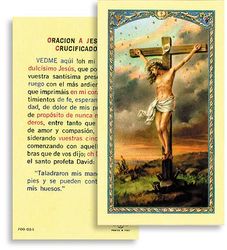 Oracion a Jesus Crucificado Spanish Laminated Holy Card" itemprop="image