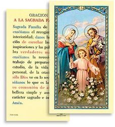 Oracion A La Sagrada Familia Spanish Laminated Holy Card" itemprop="image