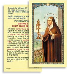 Oracion a Santa Clara de Asis (St. Clare of Assisi) Spanish Prayer Card" itemprop="image