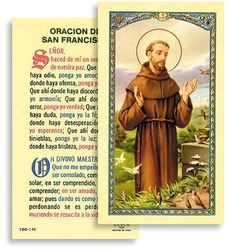 Oracion de San Francisco Pajaro Spahnish Laminated Holy Card" itemprop="image