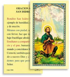 Oracion San Isidro Spanish Laminated Holy Card" itemprop="image