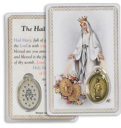 Our Lady of Grace The Hail Mary Prayer Card with Medal" itemprop="image