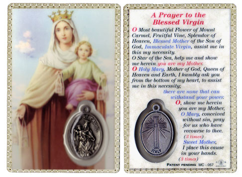Our Lady of Mount Carmel A Prayer to the Blessed Virgin Holy Card with ...
