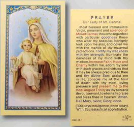 Our Lady of Mount Carmel Laminated Holy Card" itemprop="image