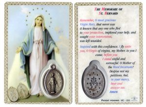 Our Lady Of the Miraculous The Memorare of St. Bernard Holy Card with Medal" itemprop="image